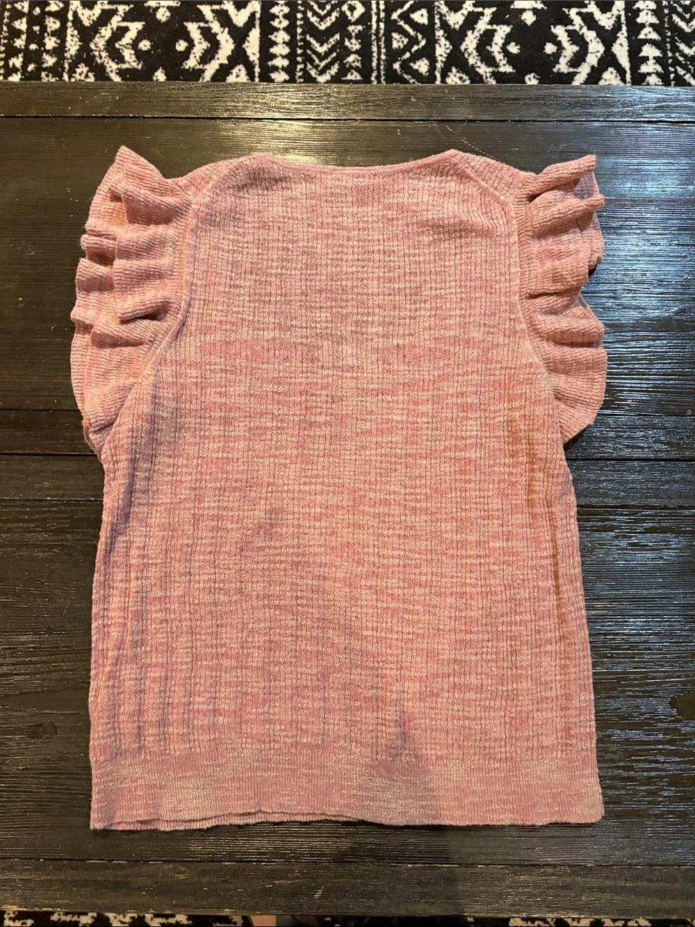 J. Crew Pink Ribbed Knit Tank with Ruffle Sleeves